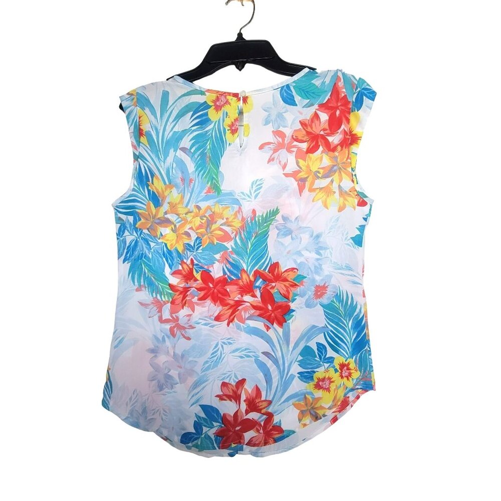✨Candies Sz XS Women's Blouse Top Floral Tropical Embroidered Mesh Sleeveless - Picture 2 of 7
